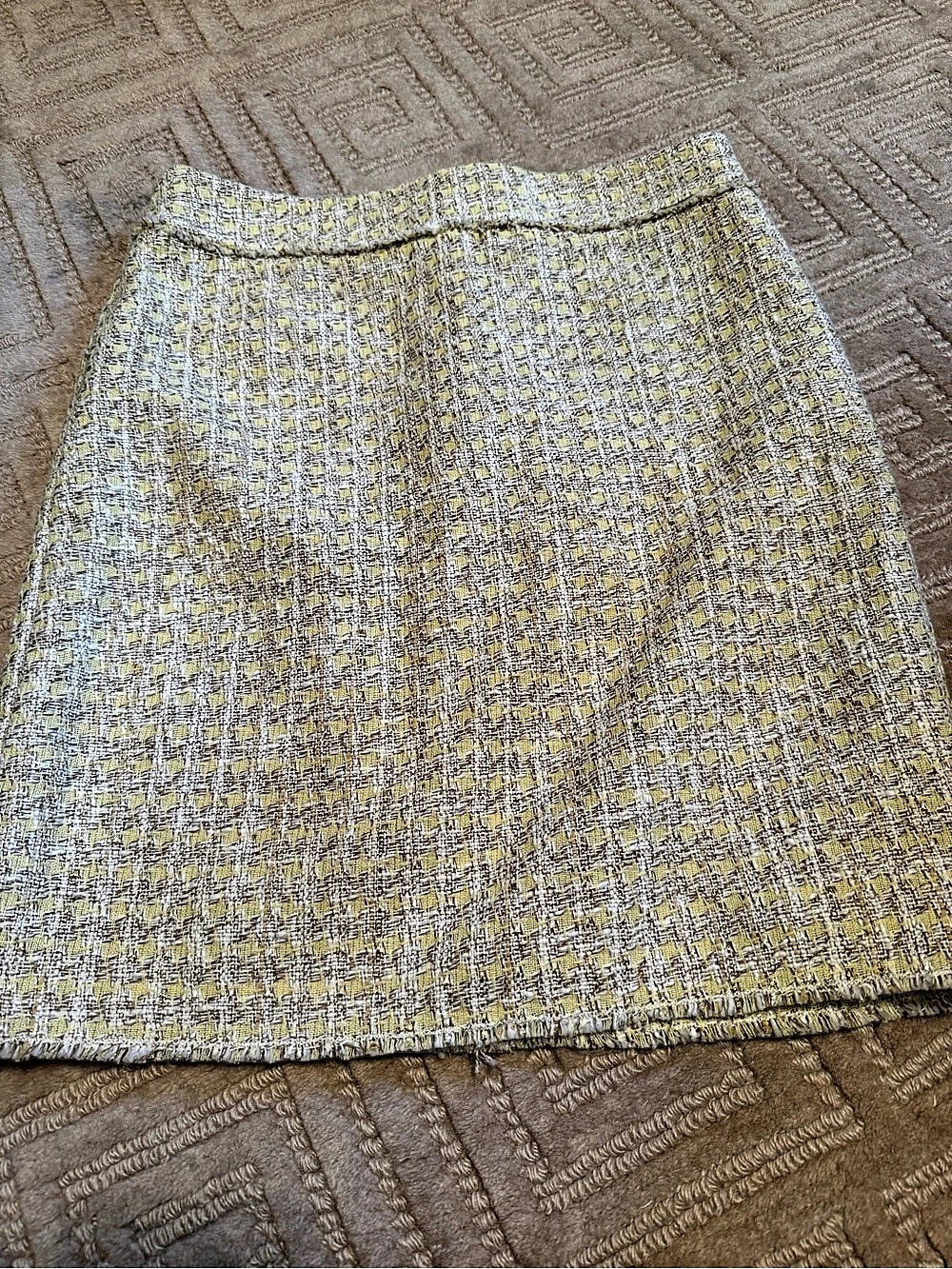 Ann Taylor Tweed Skirt in Yellow & White Size 4P NWT